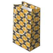 Mid-Century Modern Brown & Gold Pattern Klein Cadeauzakje (Achterkant Gekanteld)