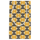 Mid-Century Modern Brown & Gold Pattern Klein Cadeauzakje (Voorkant)