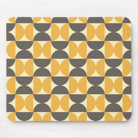 Mid-Century Modern Brown & Gold Pattern Muismat (Voorkant)