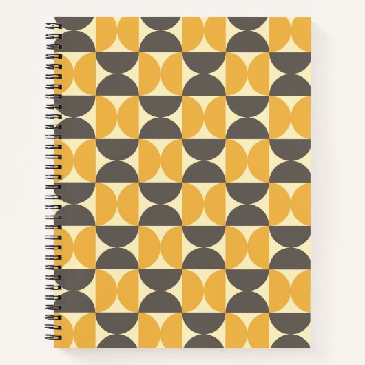 Mid-Century Modern Brown & Gold Pattern Notitieboek (Voorkant)
