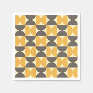 Mid-Century Modern Brown & Gold Pattern Servet