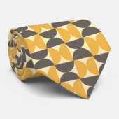 Mid-Century Modern Brown & Gold Pattern Stropdas (Opgerold)