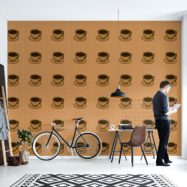 Mid Century Modern Bruin Gezellige Koffie Cup Behang