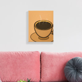 Mid Century Modern Bruin Gezellige Koffie Cup Canvas Afdruk