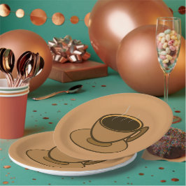 Mid Century Modern Bruin Gezellige Koffie Cup Papieren Bordje