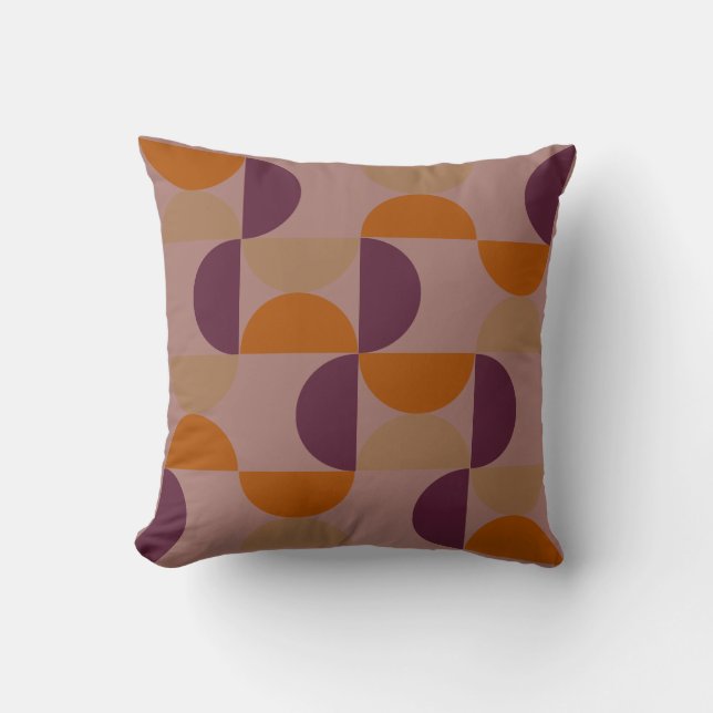 Mid-Century Modern Burnt Wine Eclipse Kussen (Voorkant)