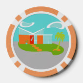Mid Century Modern Cartoon House Poker Chips (Achterkant)