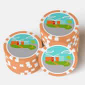 Mid Century Modern Cartoon House Poker Chips (Opstapeling)