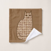 Mid-Century Modern Cat, Beige en Light Brown Bad Handdoek (Wasdoekje)