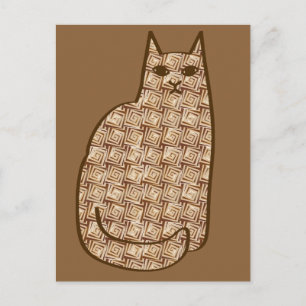 Mid-Century Modern Cat, Beige en Light Brown Briefkaart