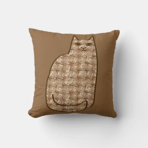 Mid-Century Modern Cat, Beige en Light Brown Kussen