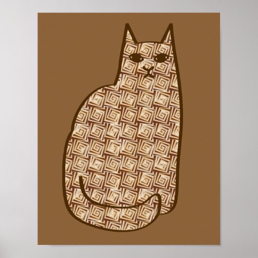 Mid-Century Modern Cat, Beige en Light Brown Poster (Voorkant)