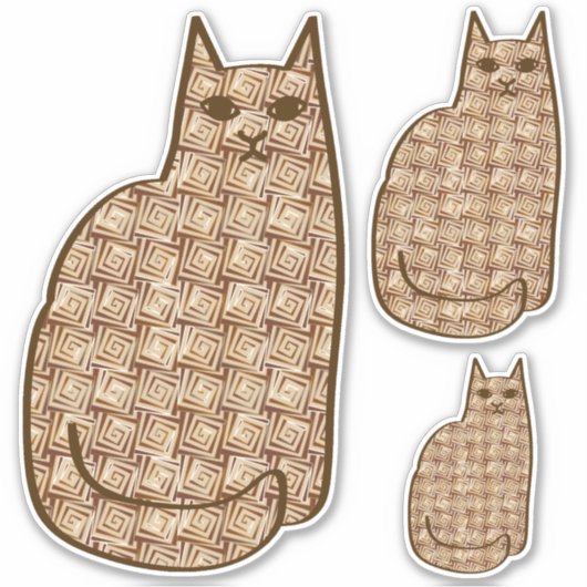 Mid-Century Modern Cat, Beige en Light Brown Sticker (Voorkant)
