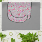 Mid-Century Modern Cat, Grijs / Grijs en Roze Theedoek (Gevouwen)