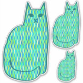 Mid-Century Modern Cat, Mint en Lime Green Sticker (Voorkant)