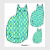 Mid-Century Modern Cat, Mint en Lime Green Sticker (Vel)