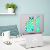 Mid-Century Modern Cat, Mint en Lime Green Sticker (Laptop op bureau)