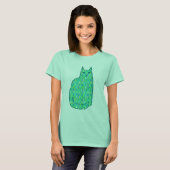Mid-Century Modern Cat, Mint en Lime Green T-shirt (Voorkant volledig)