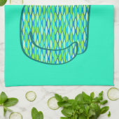 Mid-Century Modern Cat, Mint en Lime Green Theedoek (Gevouwen)