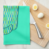 Mid-Century Modern Cat, Mint en Lime Green Theedoek (Quarter Fold)