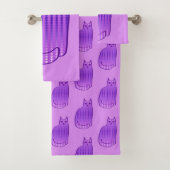 Mid-Century Modern Cat, Orchid en Paars Bad Handdoek (Insitu)