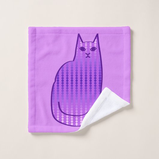 Mid-Century Modern Cat, Orchid en Paars Bad Handdoek (Wasdoekje)