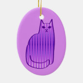 Mid-Century Modern Cat, Orchid en Paars Keramisch Ornament (Achterkant)