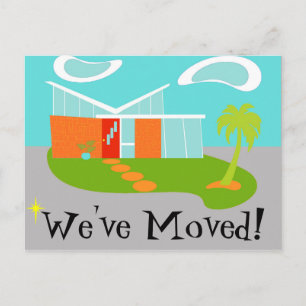 Mid Century Modern Change of Address-Briefkaart Aankondigingskaart