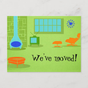 Mid Century Modern Change of Address-Briefkaart Aankondigingskaart