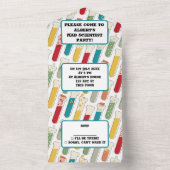 Mid Century Modern Chemistry Test Tube Stripe All In One Uitnodiging (Binnen)
