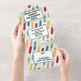 Mid Century Modern Chemistry Test Tube Stripe All In One Uitnodiging