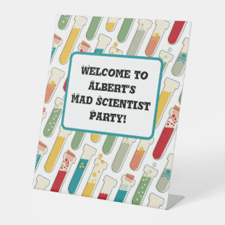 Mid Century Modern Chemistry Test Tube Stripe Reclamebord Met Voetstuk