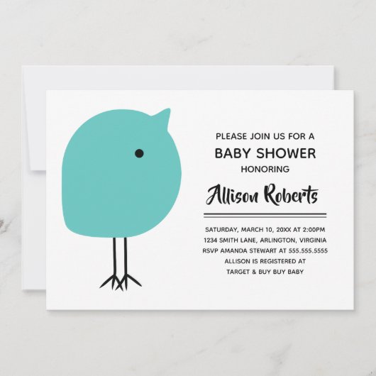 Mid Century Modern Chick Baby shower Kaart (Voorkant)