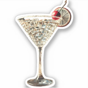 Mid Century Modern Christmas Cran Citrus Cocktail Sticker