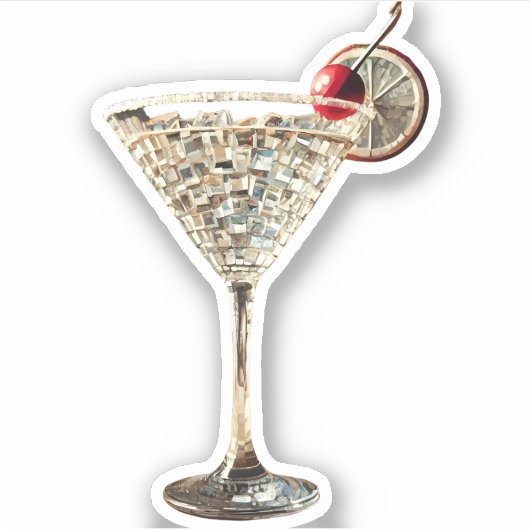 Mid Century Modern Christmas Cran Citrus Cocktail Sticker (Voorkant)