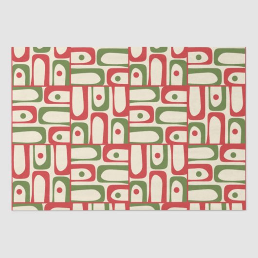 Mid Century Modern Christmas Piquet Modernist Kers Tissuepapier (Voorkant)