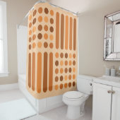 Mid Century Modern Circles Lines Oranje Douchegordijn (In situ)