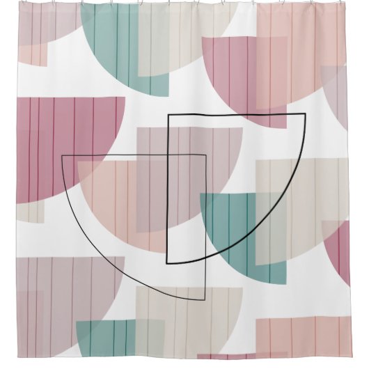 Mid Century Modern Colorful Douchegordijn (Voorkant)