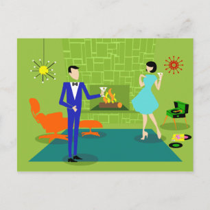 Mid Century Modern Couple Briefkaart