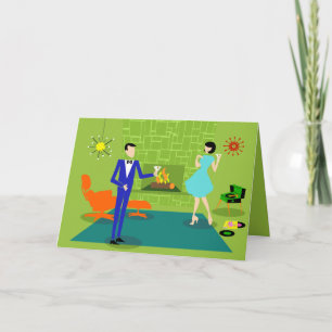 Mid Century Modern Couple Greeting Card Kaart