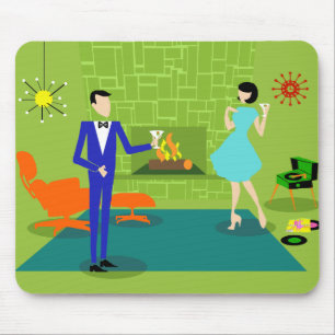 Mid Century Modern Couple Mousepad Muismat