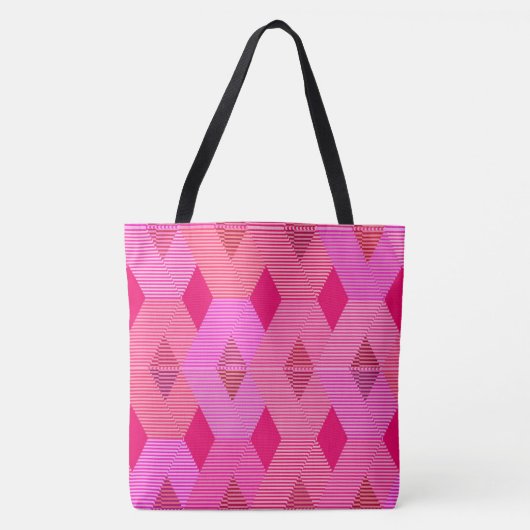 Mid-Century Modern Diamond Print, Fuchsia Pink Draagtas (Voorkant)