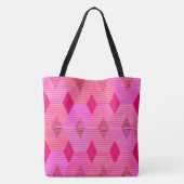 Mid-Century Modern Diamond Print, Fuchsia Pink Draagtas (Achterkant)