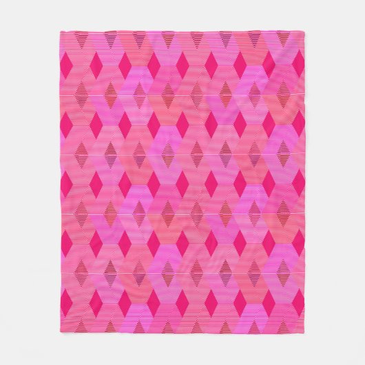 Mid-Century Modern Diamond Print, Fuchsia Pink Fleece Deken (Voorkant)