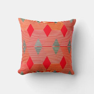 Mid-Century Modern Diamond Print, koraal Oranje Kussen
