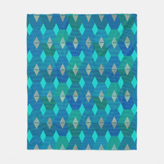 Mid-Century Modern Diamond Print, Turquoise Fleece Deken (Voorkant)