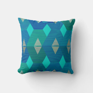 Mid-Century Modern Diamond Print, Turquoise Kussen