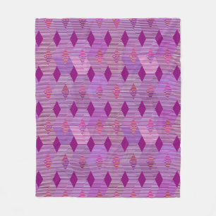 Mid-Century Modern Diamond Print, Violet Paarse Fleece Deken