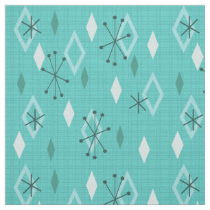 Mid Century Modern Diamonds Aquamarine Stof
