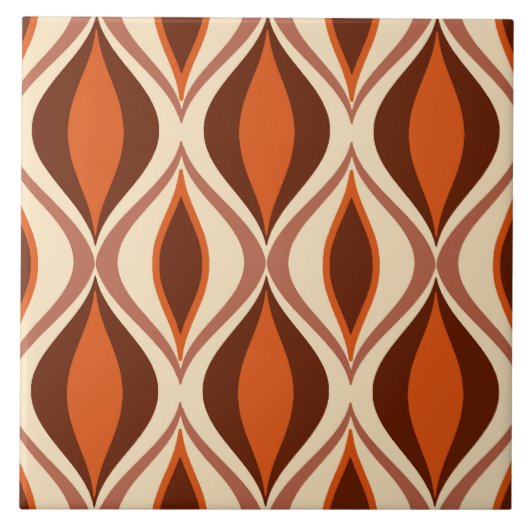 Mid-Century Modern Diamonds, bruin, beige en roust Tegeltje (Voorkant)
